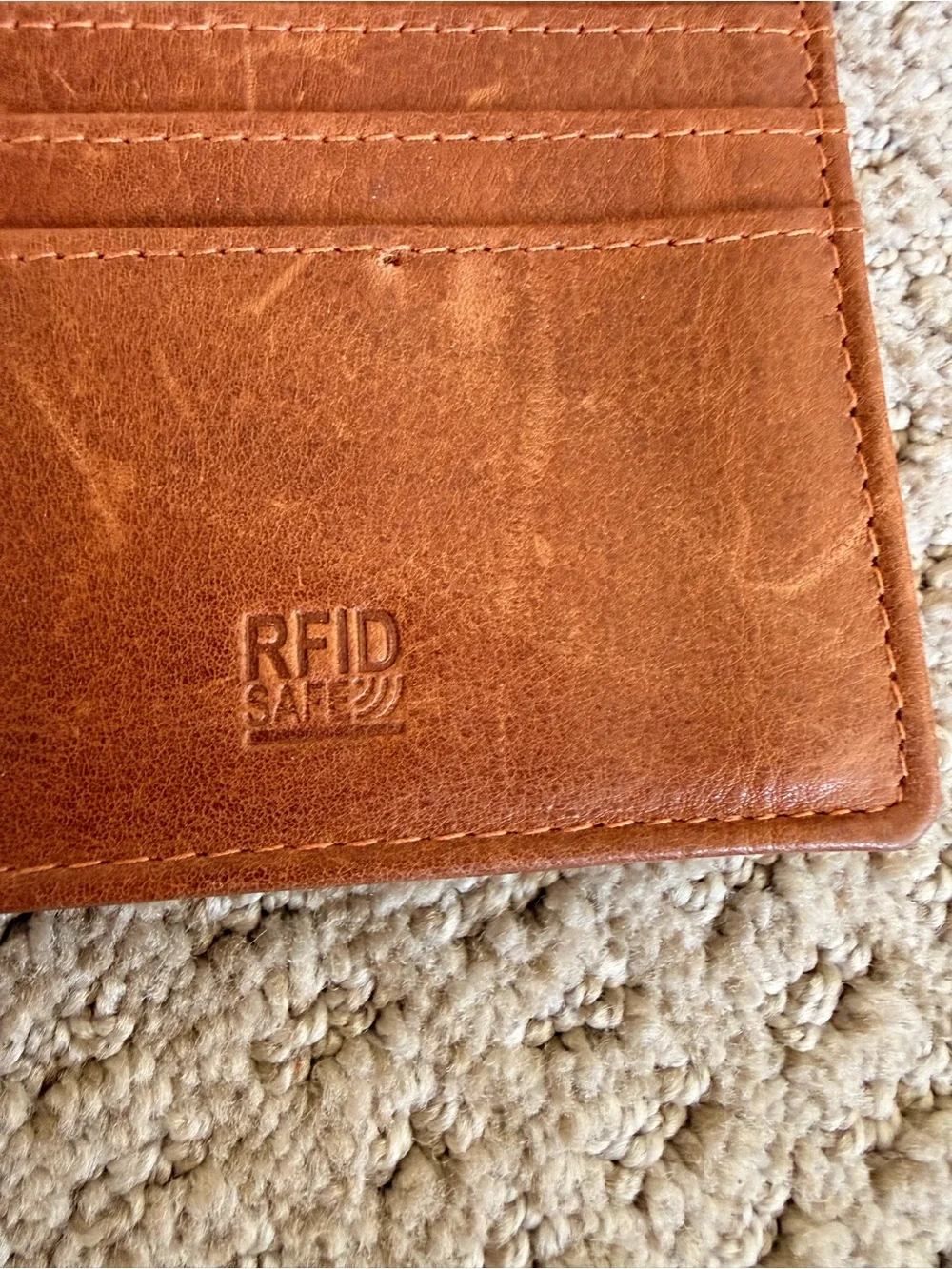 Embossed Leather Long Wallet - Brown